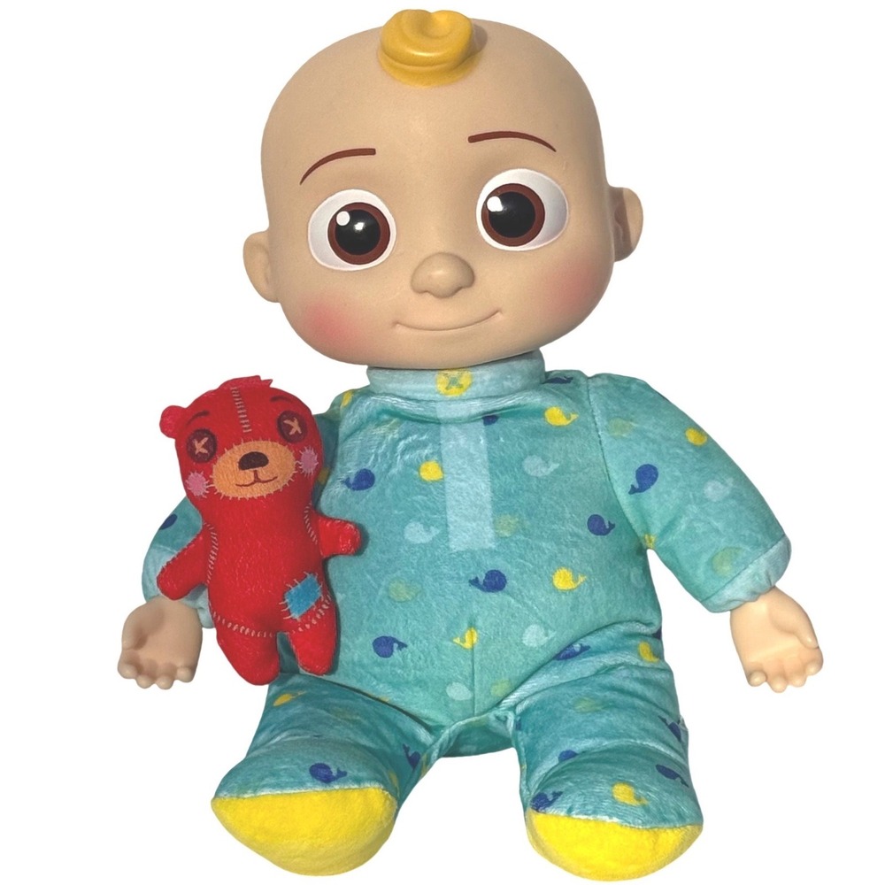JJ Cocomelon Doll Bedtime Musical/Talking Plush Toy with Red Teddy Bear 12.5"‎